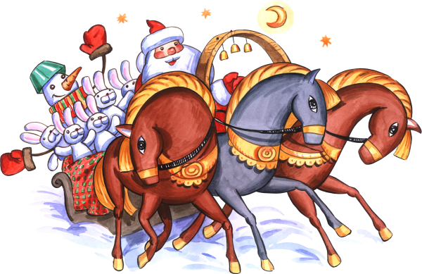 Новогодняя тройка лошадей