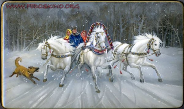 Тройка лошадей зимой