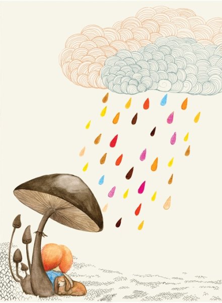 Рисование грибы под дождем