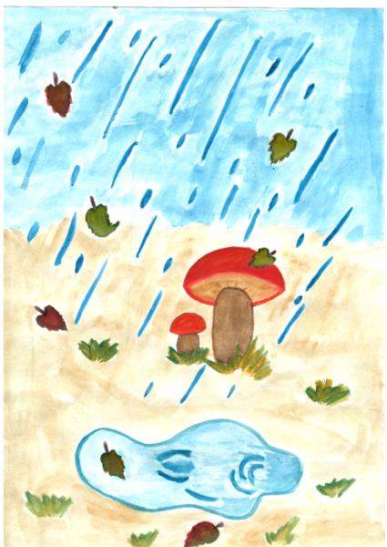 Рисование грибной дождь