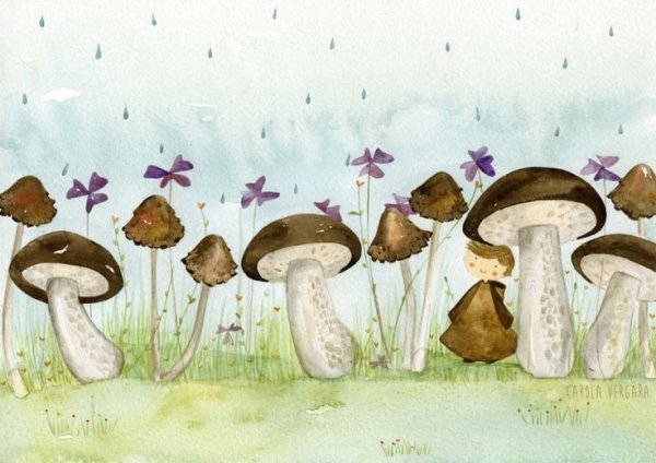Рисование грибной дождь