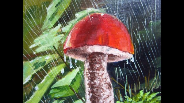 Ежик под грибом