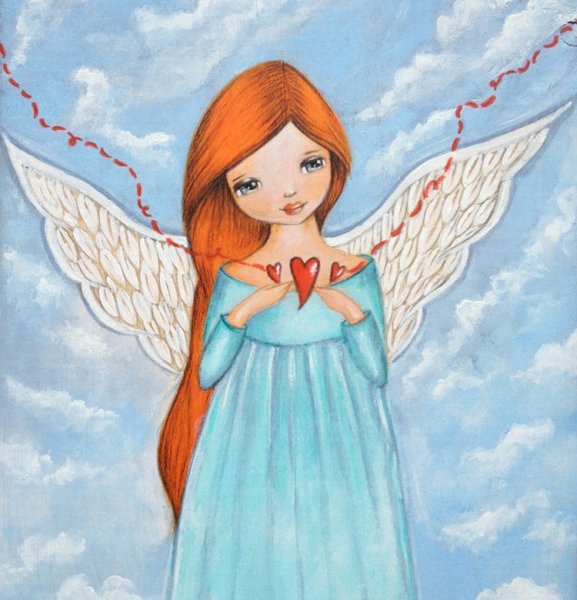 Ангел цветными карандашами