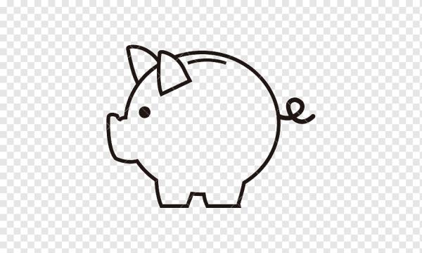 Свинья копилка контур