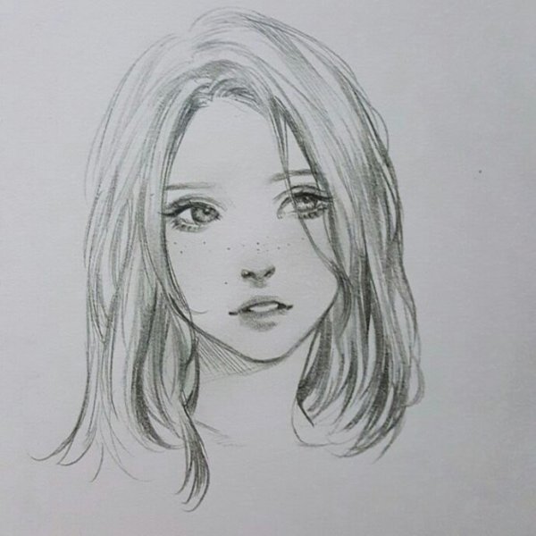 Лицо девушки рисунок карандашом