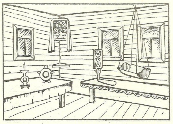 Интерьер древнерусской избы рисунки