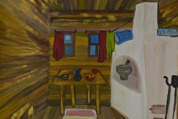 Интерьер русской избы рисунки