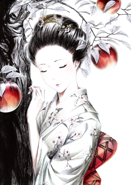 Японская живопись гейши Geisha Art гейша иллюстрация Japanese Art