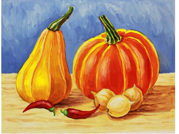 Рисование корзинка с грибами