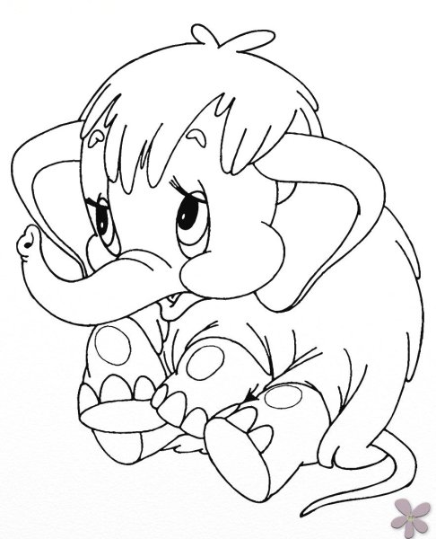 Мамонтенок мультфильм раскраска