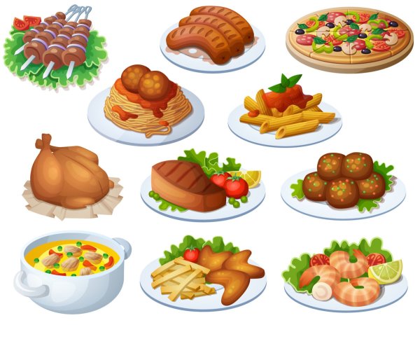 Готовые блюда вектор