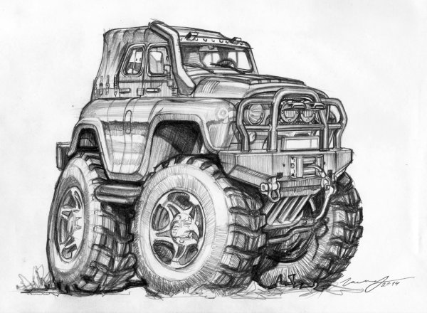 УАЗИК рисунок карандашом