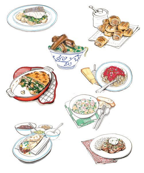 Ужин иллюстрация