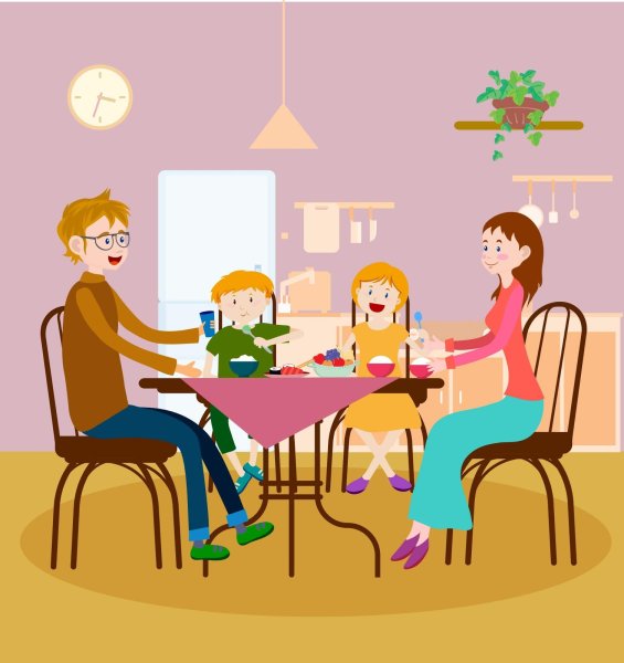 Ужин иллюстрация