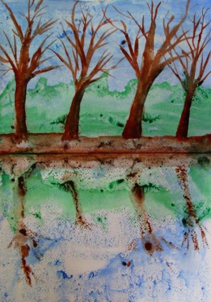 Монотипия техника рисования дерево