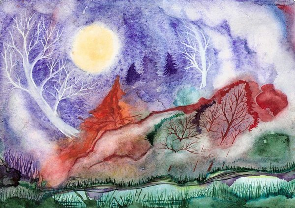 Монотипия акварелью