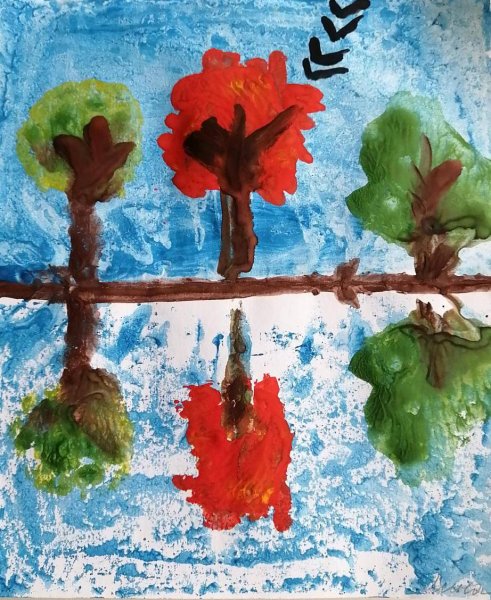 Монотипия Пейзажная нетрадиционная техника