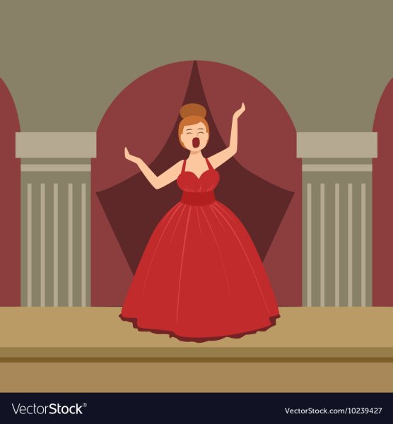 Рисунок оперной певицы на сцене