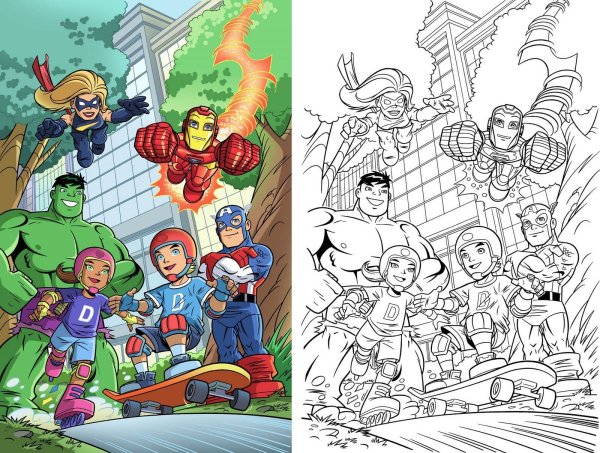 Марвел в мультяшном стиле