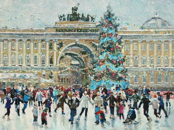 Павел Еськов художник каток на Дворцовой площади