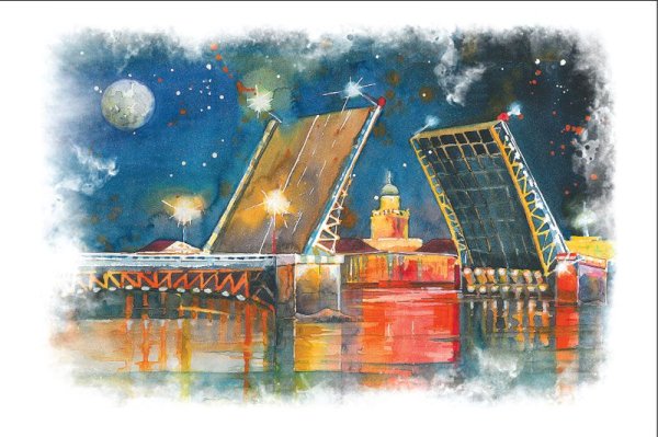 Дворцовый мост акварель
