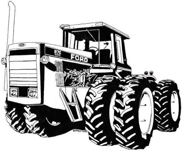 Трактор черно белый