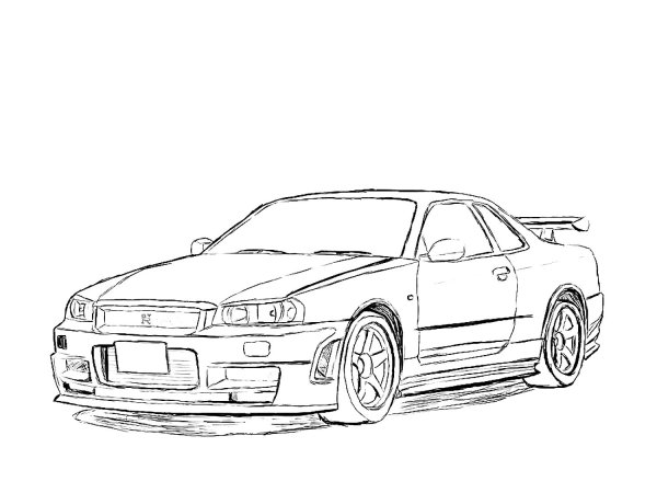Nissan Skyline GTR r34 раскраска