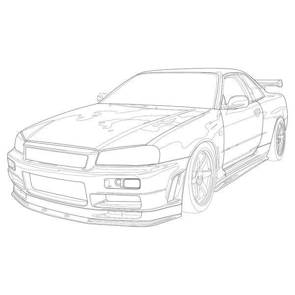 Nissan Skyline GTR r34 срисовывать
