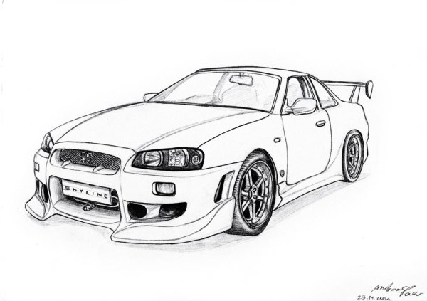 Nissan Skyline GTR r34 раскраска