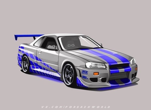 Nissan Skyline 34 GTR раскраска