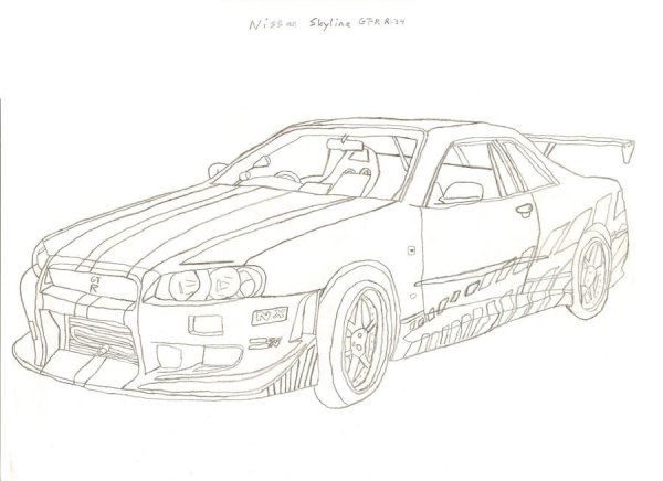 Nissan Skyline gt-r r34 drawing