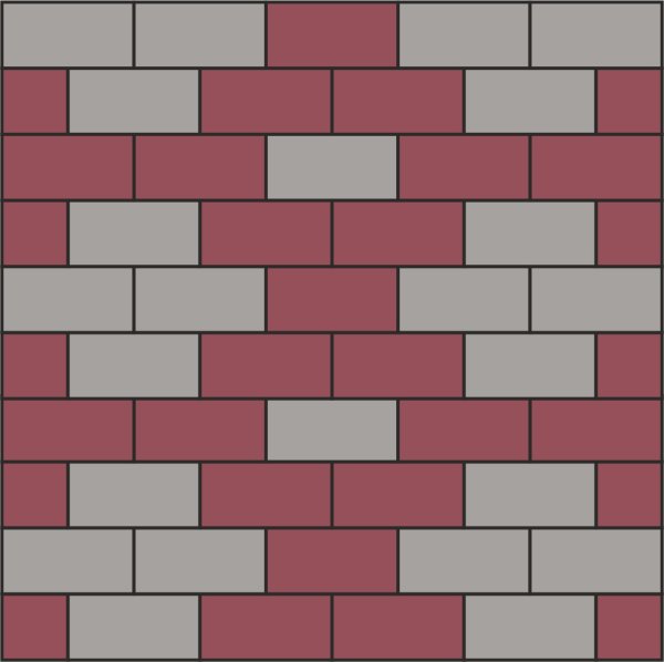 Раскладка брусчатки кирпичик