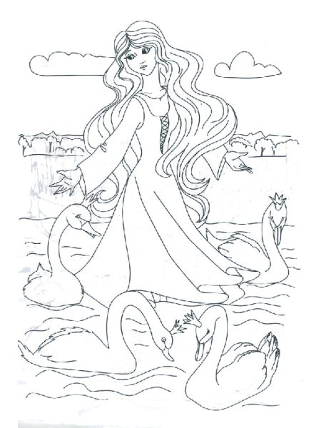 Раскраска Дикие лебеди Андерсен