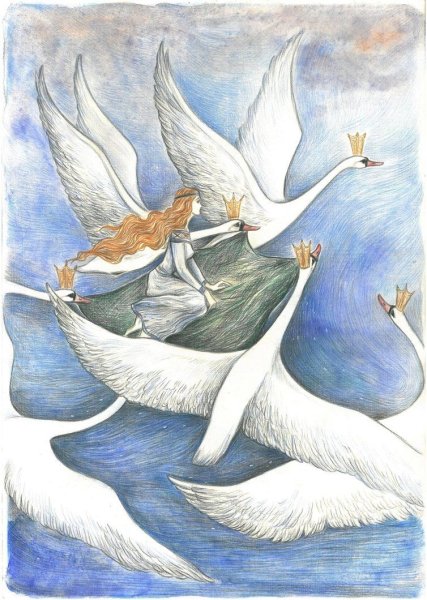 Раскраска Дикие лебеди Андерсен