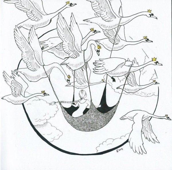 Нарисовать Дикие лебеди Андерсен