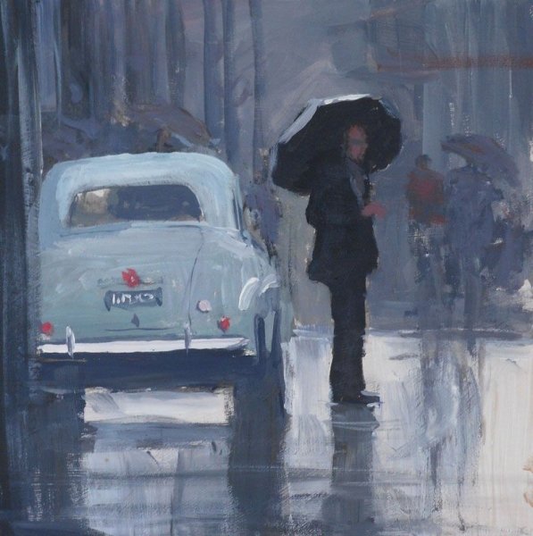 Раскраска девочка с зонтиком под дождем для детей