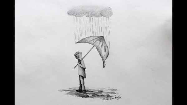 Нарисовать дождь карандашом