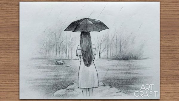 Дождь рисунок карандашом