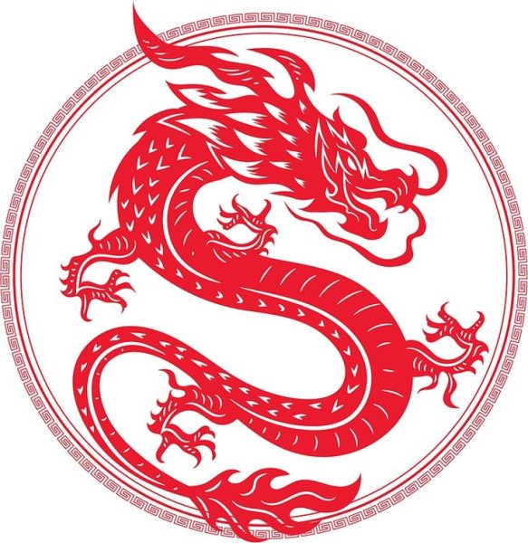 Китайский дракон карандашом