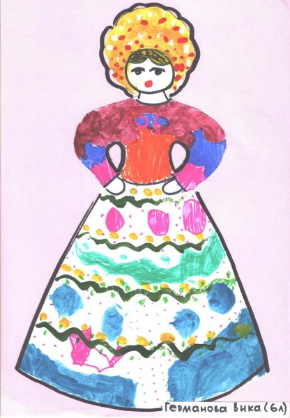 Рисование Дымковская Барыня