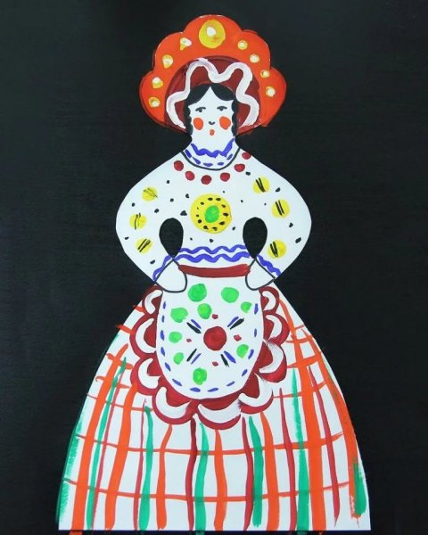 Дымковская игрушка Барыня с ребенком