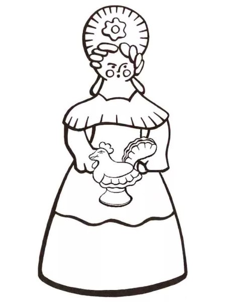 Дымковская Барыня раскраска для детей