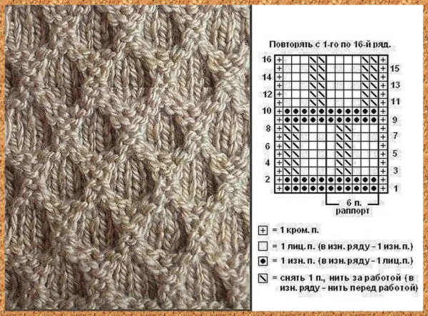 Вязание спицами узор соты схема