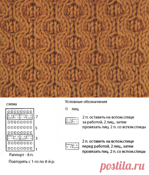 Вязание спицами узор соты схема