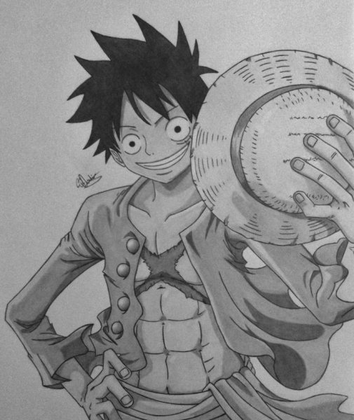 Мугивара Луффи карандашом