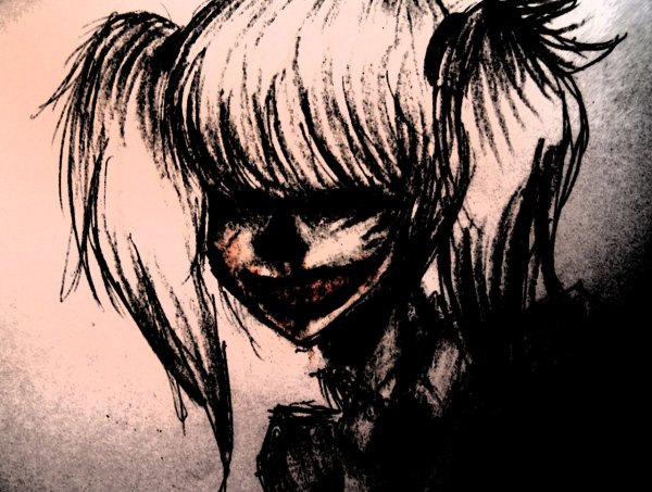 Жуткий черно белый арт