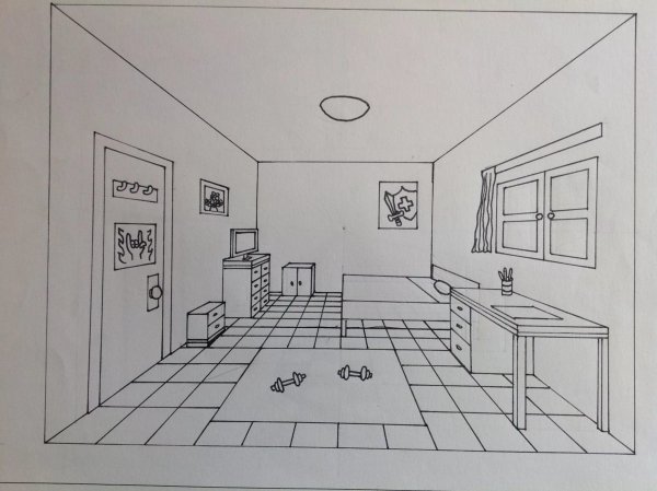 Рисование интерьера комнаты