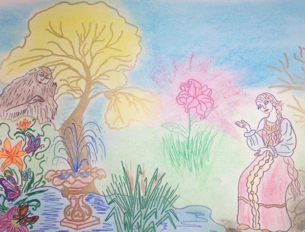 Рисунок к сказке Аленький цветочек