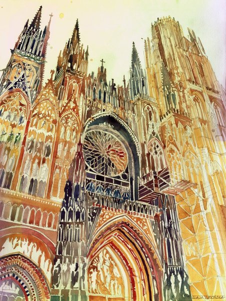 Собор Парижской Богоматери акварель