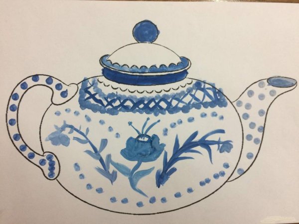 Чайник Гжель рисунокkjiflm